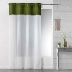 Paris Prix Rideau Voilage à Œillets Alixia 140x240cm Vert