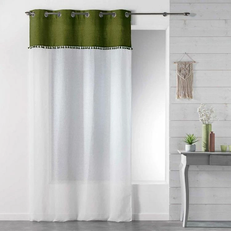 Paris Prix Rideau Voilage à Œillets Alixia 140x240cm Vert 3 Paris Prix Rideau Voilage à Œillets Alixia 140x240cm Vert