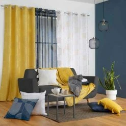Paris Prix Rideau Voilage à Œillets Lineor 140x240cm Marine -Auchan Boutique B2CD 3716