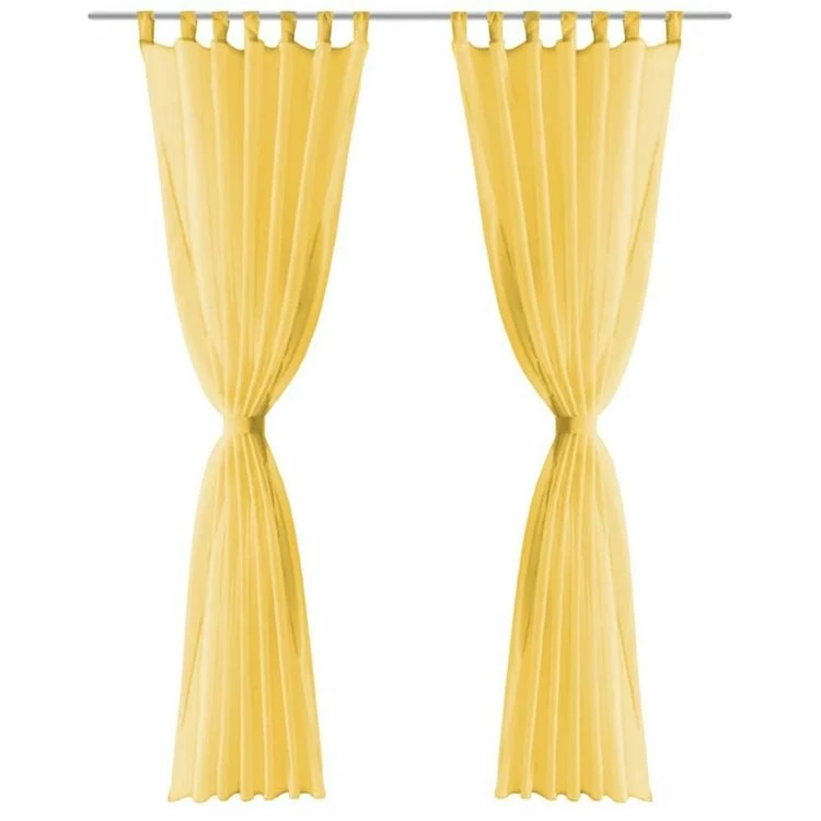 VIDAXL Rideau Occultant 2 Pcs Voile 140 X 175 Cm Jaune 5 VIDAXL Rideau Occultant 2 Pcs Voile 140 X 175 Cm Jaune – Image 3