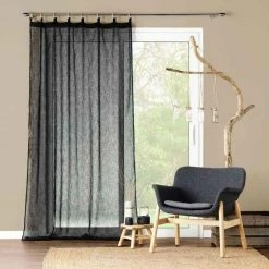 Paris Prix Rideau Voilage à Œillets Minalisa 140x240cm Noir -Auchan Boutique B2CD 3745