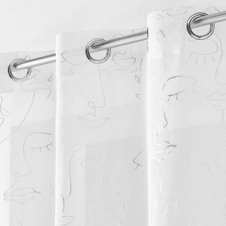Paris Prix Rideau Voilage à Œillets Arty Line 140x240cm Blanc & Argent 3 Paris Prix Rideau Voilage à Œillets Arty Line 140x240cm Blanc & Argent – Image 2