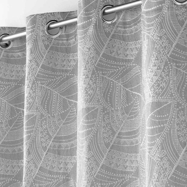 Paris Prix Rideau à Œillets Jacquard Floriss 140x280cm Gris 4 Paris Prix Rideau à Œillets Jacquard Floriss 140x280cm Gris – Image 2