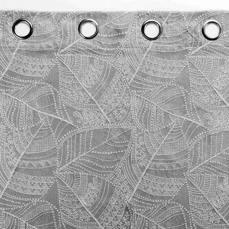 Paris Prix Rideau à Œillets Jacquard Floriss 140x280cm Gris 5 Paris Prix Rideau à Œillets Jacquard Floriss 140x280cm Gris – Image 3