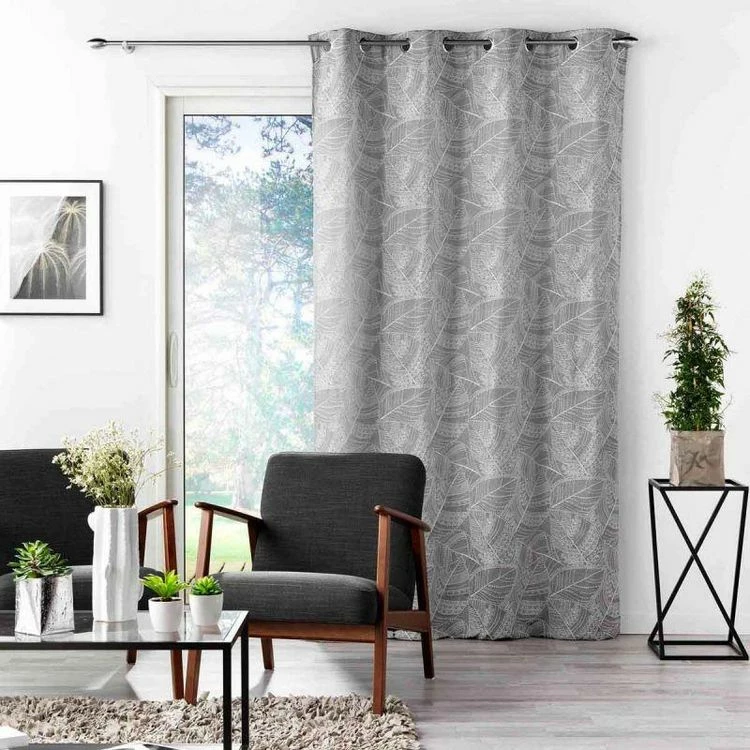 Paris Prix Rideau à Œillets Jacquard Floriss 140x280cm Gris 6 Paris Prix Rideau à Œillets Jacquard Floriss 140x280cm Gris – Image 4