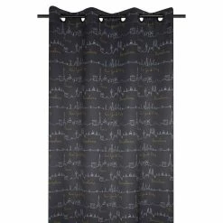 Lovely Casa Rideau à œillets Occultant 140x260 Cm Roadtrip Anthracite