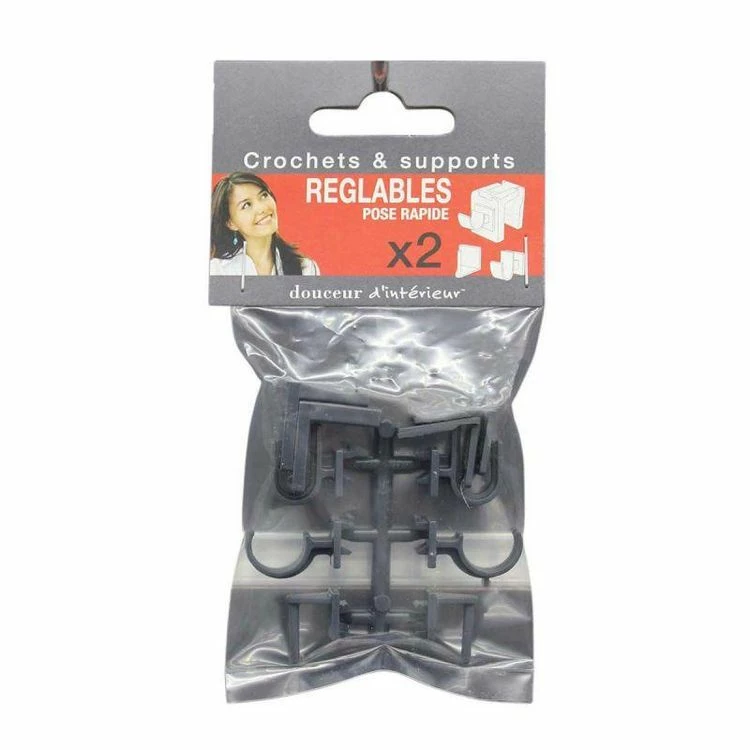 Paris Prix Lot De 2 Crochets & Supports Réglables 15cm Anthracite 4 Paris Prix Lot De 2 Crochets & Supports Réglables 15cm Anthracite – Image 2