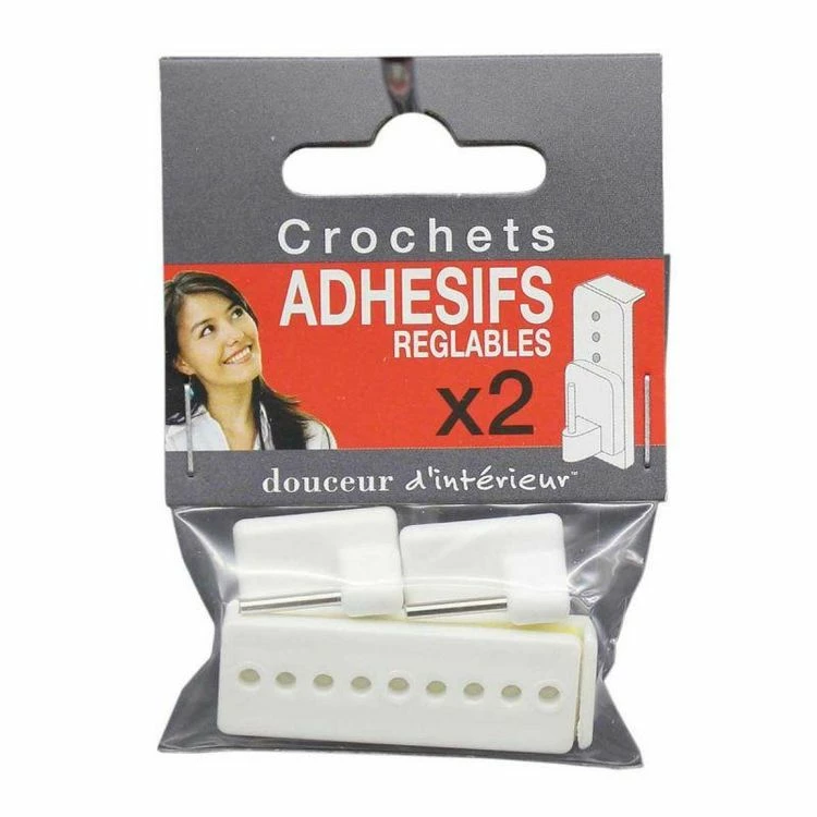 Paris Prix Lot De 2 Crochets Adhésifs Réglables 10cm Blanc 4 Paris Prix Lot De 2 Crochets Adhésifs Réglables 10cm Blanc – Image 2