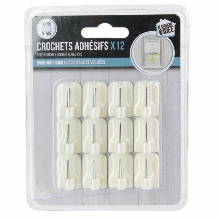 Paris Prix Lot De 12 Crochets Adhésifs Tringle à Rideau 2cm Blanc 5 Paris Prix Lot De 12 Crochets Adhésifs Tringle à Rideau 2cm Blanc – Image 3