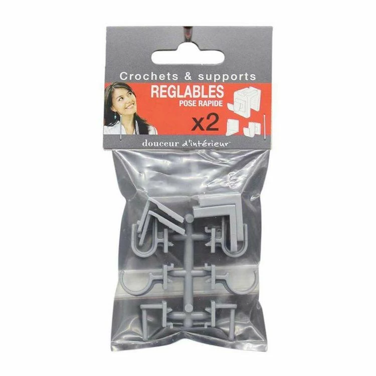 Paris Prix Lot De 2 Crochets & Supports Réglables 15cm Gris 4 Paris Prix Lot De 2 Crochets & Supports Réglables 15cm Gris – Image 2