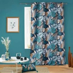 Paris Prix Rideau à Œillets Imprimé Alianor 140x280cm Bleu -Auchan Boutique B2CD 411