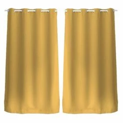 TOILINUX Lot De 2 Rideaux Unis Occultants Avec œillets - 140 X 240 Cm - Moutarde