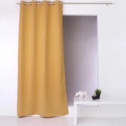 TOILINUX Lot De 2 Rideaux Unis Occultants Avec œillets - 140 X 240 Cm - Moutarde -Auchan Boutique B2CD 414