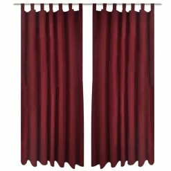 VIDAXL 2 Pcs Rideau A Passant Micro Satin Bordeaux 140 X 225 Cm