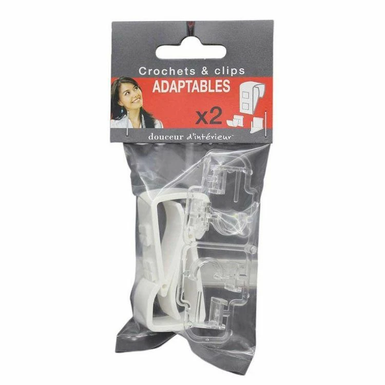 Paris Prix Lot De 2 Crochets & Clips Adaptables 16cm Blanc 4 Paris Prix Lot De 2 Crochets & Clips Adaptables 16cm Blanc – Image 2