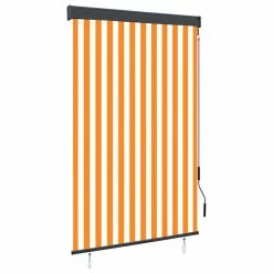 VIDAXL Store Roulant D'exterieur 120x250 Cm Blanc Et Orange