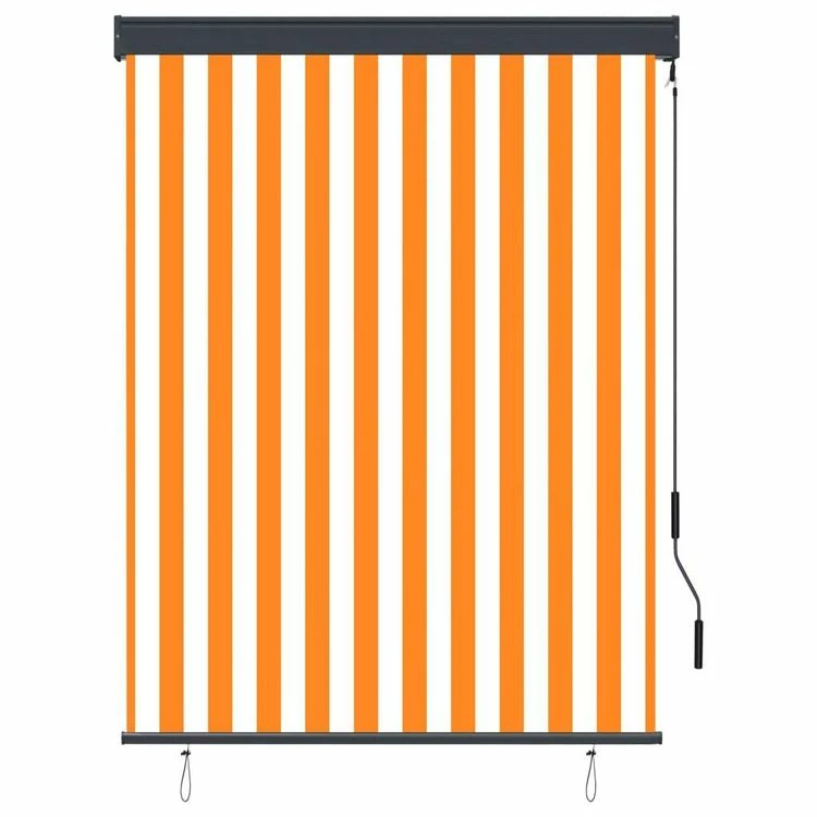 VIDAXL Store Roulant D'exterieur 120x250 Cm Blanc Et Orange 3 VIDAXL Store Roulant D'exterieur 120x250 Cm Blanc Et Orange – Image 2