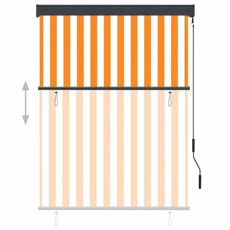 VIDAXL Store Roulant D'exterieur 120x250 Cm Blanc Et Orange 4 VIDAXL Store Roulant D'exterieur 120x250 Cm Blanc Et Orange – Image 3