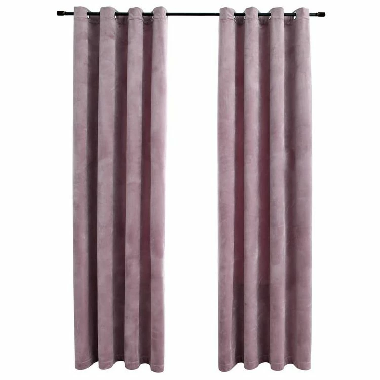 VIDAXL Rideaux Occultants Avec Anneaux 2 Pcs Velours Rose 140x225 Cm 4 VIDAXL Rideaux Occultants Avec Anneaux 2 Pcs Velours Rose 140x225 Cm – Image 2