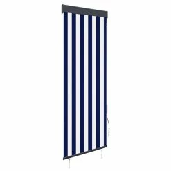 VIDAXL Store Roulant D'exterieur 60x250 Cm Bleu Et Blanc