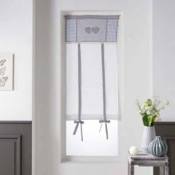 Paris Prix Store Voilage Coeurs Enlacés 60x150cm Gris
