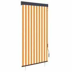 VIDAXL Store Roulant D'exterieur 100x250 Cm Blanc Et Orange