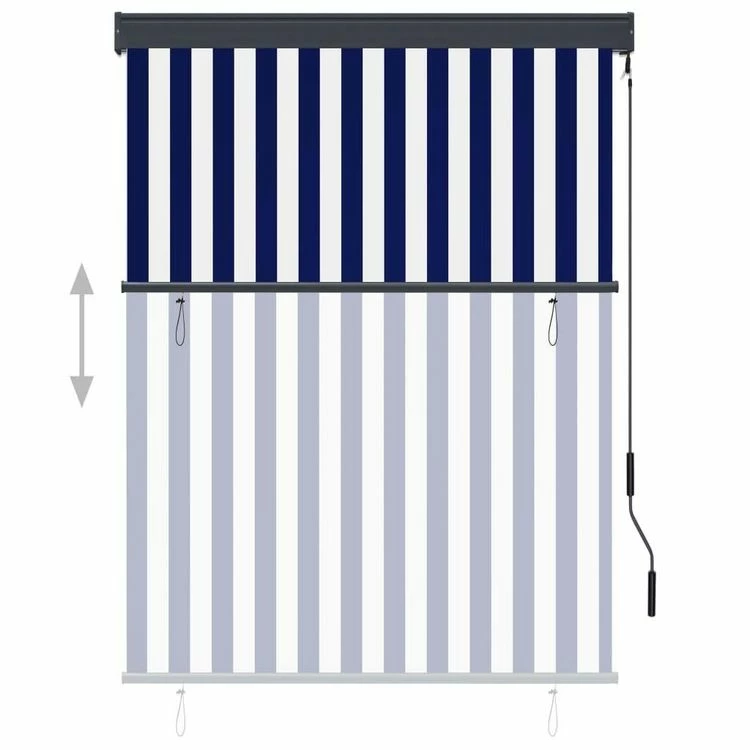 VIDAXL Store Roulant D'exterieur 120x250 Cm Bleu Et Blanc 5 VIDAXL Store Roulant D'exterieur 120x250 Cm Bleu Et Blanc – Image 3