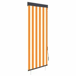 VIDAXL Store Roulant D'exterieur 60x250 Cm Blanc Et Orange