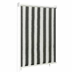 VIDAXL Store Roulant D'exterieur 80x140 Cm Rayures Anthracite Et Blanc