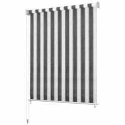 VIDAXL Store Roulant D'exterieur 120x140cm Rayures Anthracite Et Blanc