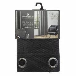 ATMOSPHERA Rideau De Salon Occultant 8 œillets Modèle Otto - 140 X 260 Cm - Noir 9 ATMOSPHERA Rideau De Salon Occultant 8 œillets Modèle Otto - 140 X 260 Cm - Noir -Auchan Boutique B2CD 517