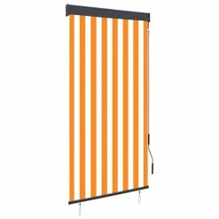 VIDAXL Store Roulant D'exterieur 80x250 Cm Blanc Et Orange