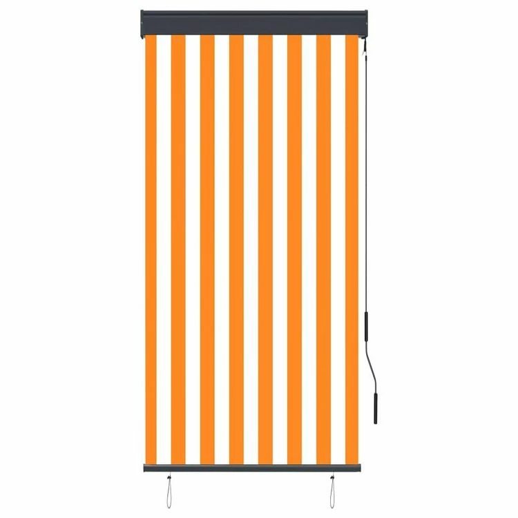 VIDAXL Store Roulant D'exterieur 80x250 Cm Blanc Et Orange 4 VIDAXL Store Roulant D'exterieur 80x250 Cm Blanc Et Orange – Image 2