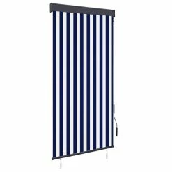 VIDAXL Store Roulant D'exterieur 100x250 Cm Bleu Et Blanc