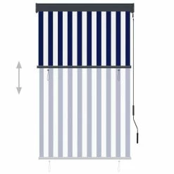 VIDAXL Store Roulant D'exterieur 100x250 Cm Bleu Et Blanc -Auchan Boutique B2CD 5568