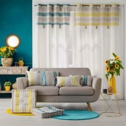 Paris Prix Rideau à Œillets Imprimé Naturaline 140x240cm Jaune -Auchan Boutique B2CD 561