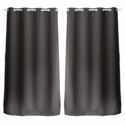 TOILINUX Lot De 2 Rideaux Unis Avec œillets - 140 X 240 Cm - Gris Foncé