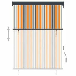 VIDAXL Store Roulant D'exterieur 120x250 Cm Jaune Et Bleu -Auchan Boutique B2CD 6071