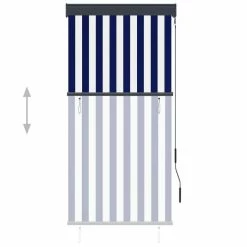 VIDAXL Store Roulant D'exterieur 80x250 Cm Bleu Et Blanc -Auchan Boutique B2CD 6092