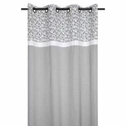 Lovely Casa Rideau à œillets 140x260 Cm Ombeline Gris Coton