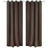 VIDAXL Rideau Occultant 2 Pcs Et œillets Metalliques 135x175 Cm Marron