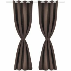 VIDAXL Rideau Occultant 2 Pcs Et œillets Metalliques 135x175 Cm Marron -Auchan Boutique B2CD 626