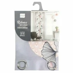 Paris Prix Rideau à Œillets Imprimé Eden Blush 140x260cm Gris -Auchan Boutique B2CD 637