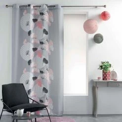 Paris Prix Rideau à Œillets Imprimé Eden Blush 140x260cm Gris -Auchan Boutique B2CD 638