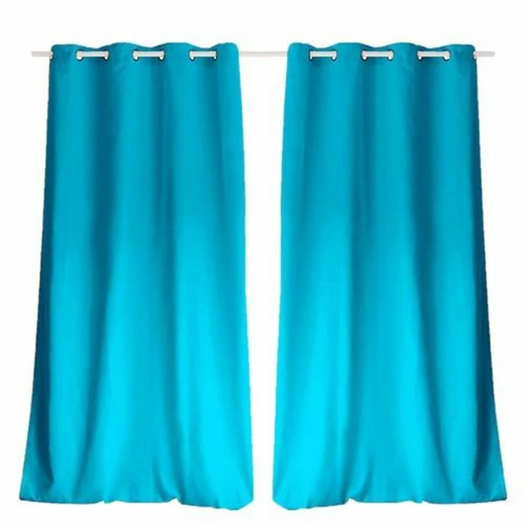 TOILINUX Lot De 2 Rideaux Unis Effet Bachette 8 œillets - 135 X 240 Cm - Turquoise 3 TOILINUX Lot De 2 Rideaux Unis Effet Bachette 8 œillets - 135 X 240 Cm - Turquoise