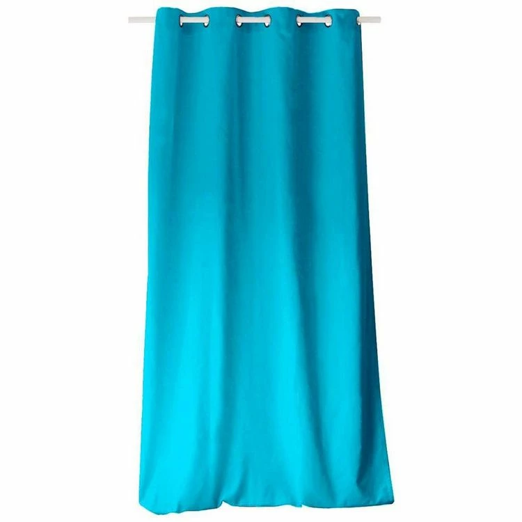 TOILINUX Lot De 2 Rideaux Unis Effet Bachette 8 œillets - 135 X 240 Cm - Turquoise 5 TOILINUX Lot De 2 Rideaux Unis Effet Bachette 8 œillets - 135 X 240 Cm - Turquoise – Image 3