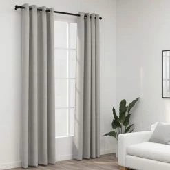 VIDAXL Rideaux Occultants Aspect Lin Avec œillets 2 Pcs Gris 140x245cm