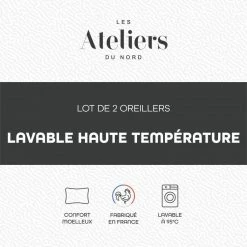 ATELIERS DU NORD Lot De 2 Oreillers Lavage Haute Température - -Auchan Boutique B2CD 6683