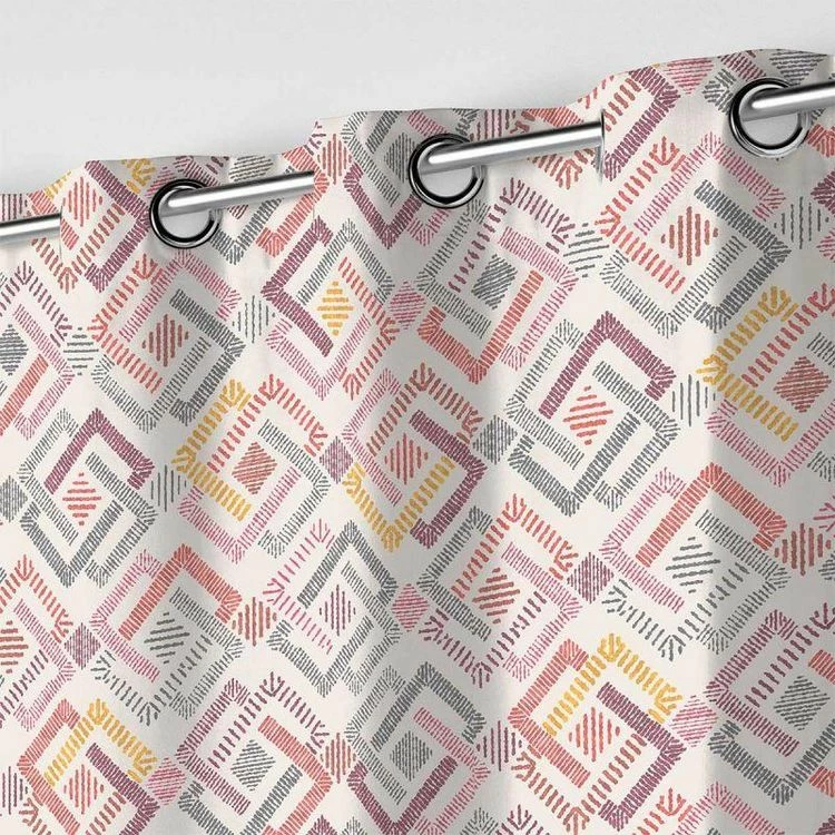 Paris Prix Rideau à Œillets Imprimé Zoula 140x240cm Corail 4 Paris Prix Rideau à Œillets Imprimé Zoula 140x240cm Corail – Image 2