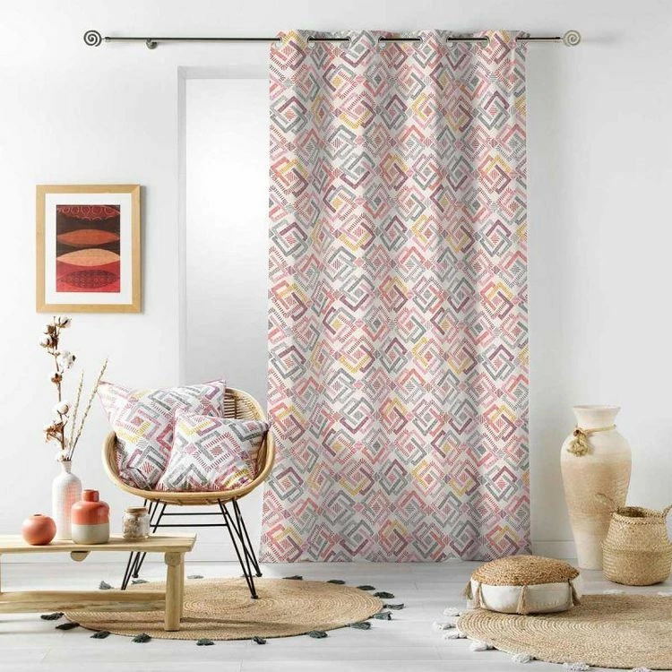 Paris Prix Rideau à Œillets Imprimé Zoula 140x240cm Corail 5 Paris Prix Rideau à Œillets Imprimé Zoula 140x240cm Corail – Image 3